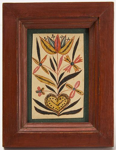 Fraktur with Flowers and Heart