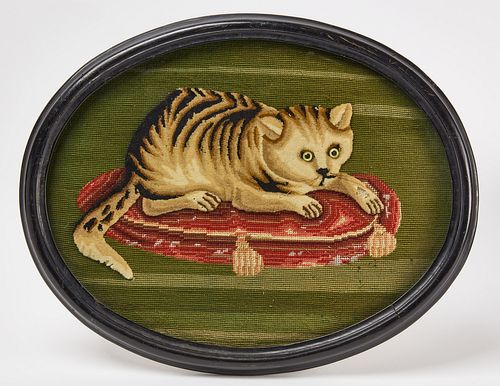 Needlework Textile Portrait of a Cat