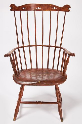 Red Windsor Fan Back Arm Chair