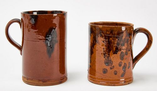 Two Redware Mugs