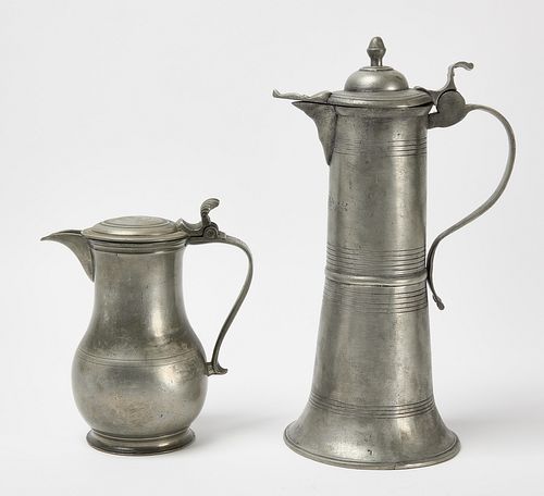 Two Early Pewter Tankards