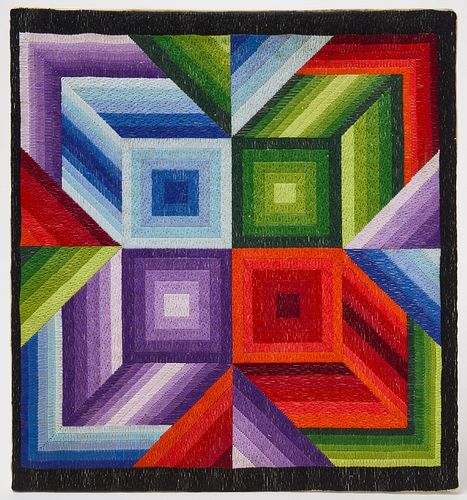 Abstract Embroidery with Multicolored Geometry