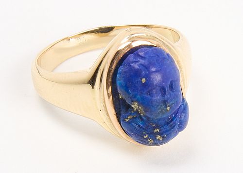 Early Ring with Carved Lapis Portrait Stone