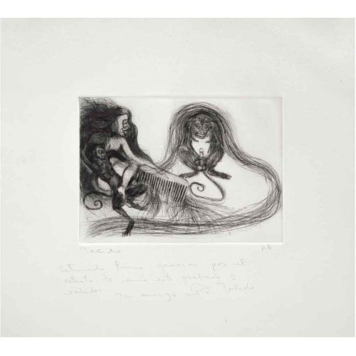 FRANCISCO TOLEDO, La mujer del gran peine, Firmado, Grabado P. A, 38 x 42 cm