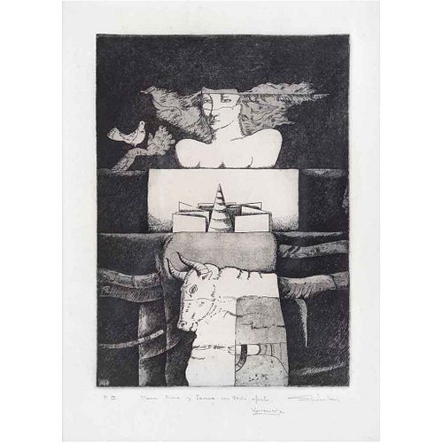 VENANCIO SHINKI, Sin título, Firmado, Grabado al aguatinta P. B., 36 x 27 cm