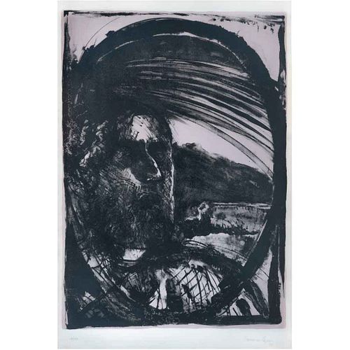 FRANCISCO CORZAS, Hombre en el espejo, Firmada y fechada 73, Litografía 10/100, 77.5 x 53.5 cm
