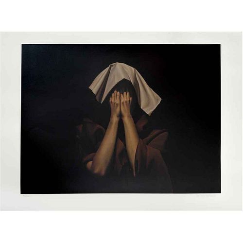 SANTIAGO CARBONELL, María, manto blanco, Firmada, Litografía offset 30/250, 48 x 64 cm