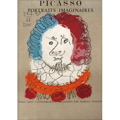 PABLO PICASSO, De la carpeta Portraits Imaginaires, 1969, Firmada y fechada en plancha, Litografía S/N, 71 x 50 cm