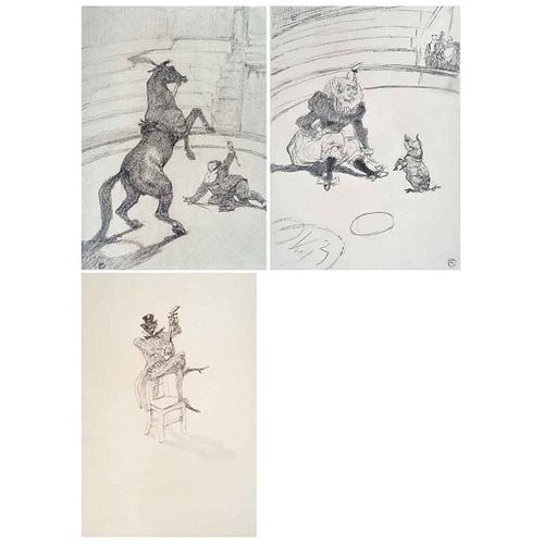 HENRI DE TOULOUSE-LAUTREC, Varios títulos, de la serie El Circo, Firmadas con monograma, Litografías S/N, 30 x 20 cm, psz: 3
