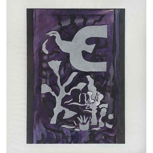GEORGES BRAQUE, Pájaro blanco y Malva, Chapelle St. Bernard, Firmada, Litografía S/N, 37 x 28 cm