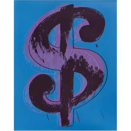 ANDY WARHOL, Dollar Blue, Con sello en la parte posterior, Serigrafía tiraje de 1000, 50 x 40 cm