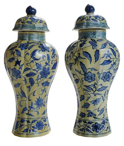 Pair Ming Style Covered Vases