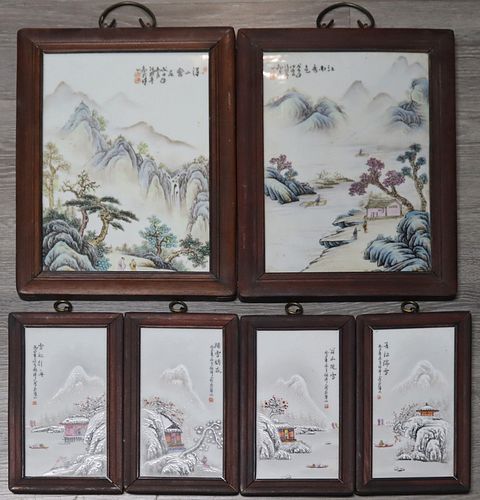 (6) Signed Chinese Enamel Decorated Plaques.
