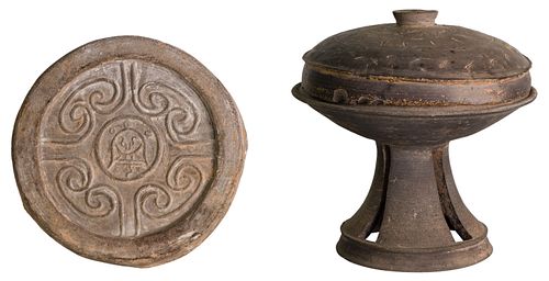 Korean Stoneware Tazza and Roof Tile