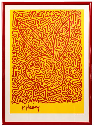 Keith Haring (American, 1958-1990) 'Playboy Bunny No. 2' Serigraph