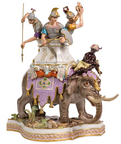 Meissen War Elephant Figural Group