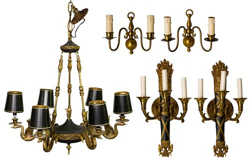 French Empire Style Chandelier and Sconces