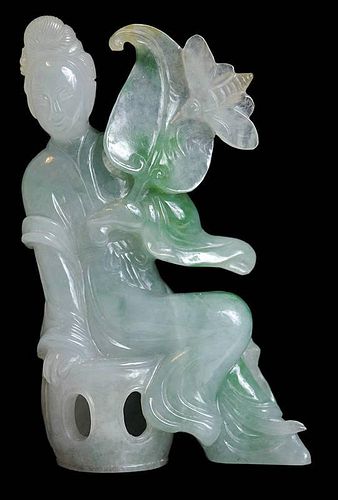 Finely Carved Jadeite Figure of