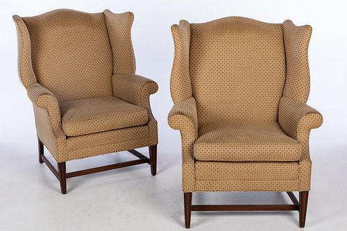 Pair of George III Style Wing Chairs, 20th C