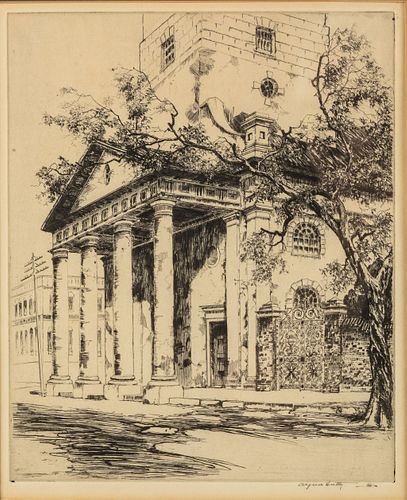 Alfred H. Hutty, St. Michael's Charleston, Etching