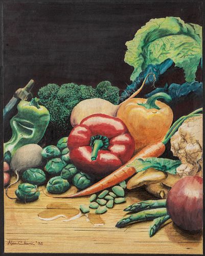 Alan Clark, Still Life of Vegetables, W/C, 1988