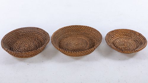 3 Vintage Gullah Sweetgrass Rice Fanning Baskets