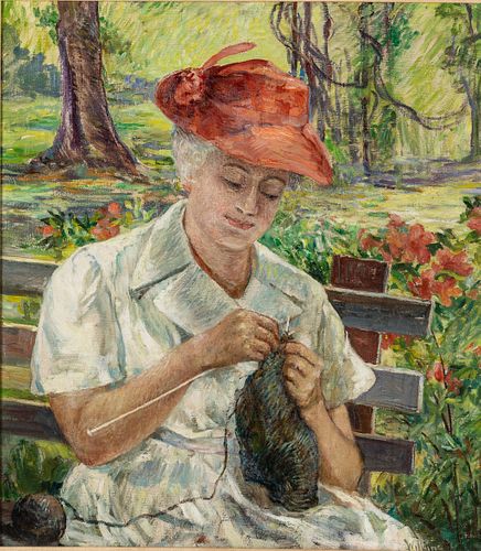 Emma Cheves Wilkins, She Likes to Knit, O/C