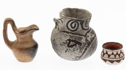 Native American Pot, Pitcher, and Small Pot