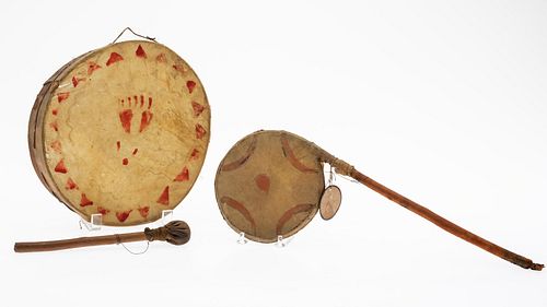 Creek Indian Rattle & Native American Drum
