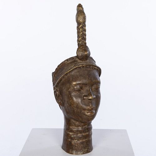 Bronze African Bust with Crown