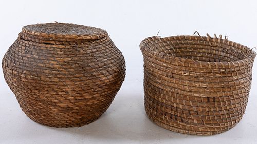 Two Vintage Sweetgrass Baskets