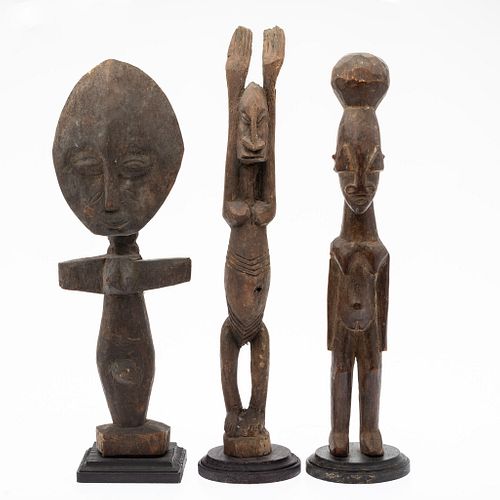 Three Carved Wood African Standing Figures