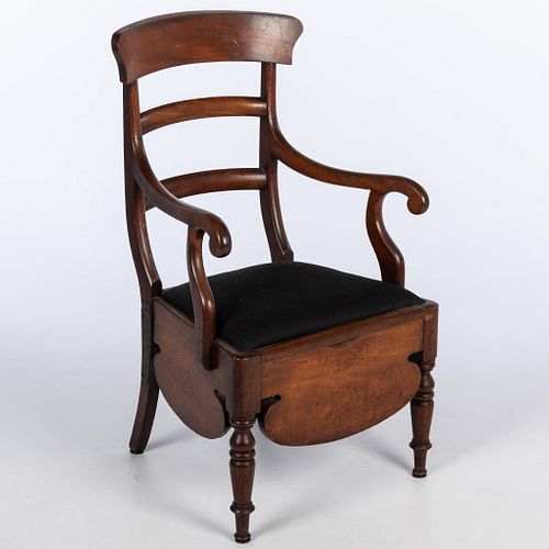 English Mahogany Commode Chair, First Half 19th C