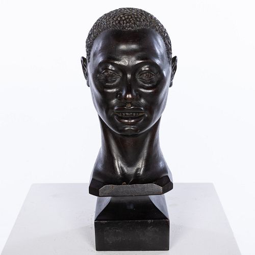 I. Lopez Glas, El Joven Negro, Carved Wood Bust