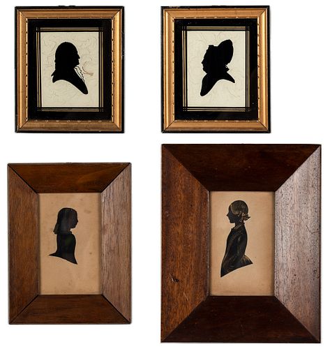 4 Silhouettes, Including George & Martha Washington