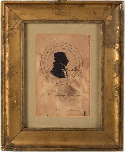 Pen and Ink Silhouette of Lafayette by Lafebre, 1784