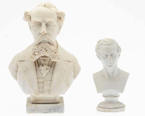 Parian Portrait Bust of Charles Dickens & Karl Weber