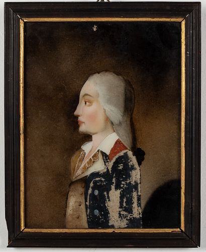 Eglomise Portrait of a Young Officer, 18th Century