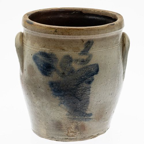 Blue Decorated Crock with Handles