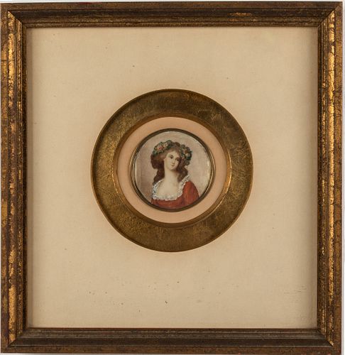 Framed Portrait Miniature of a Woman, 19th C