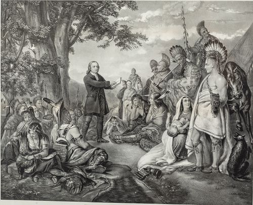 Rev Charles Wesley Preaching to N American Indians,1745