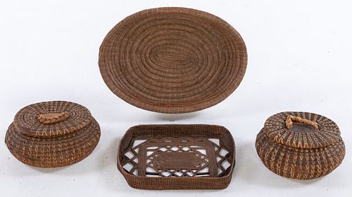 Group of 4 Low Country Pine Straw Baskets