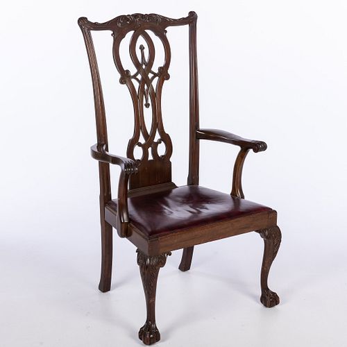 George II Style Mahogany Mason's Open Armchair