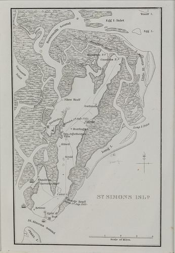 St. Simons Island, GA, Engraved Map
