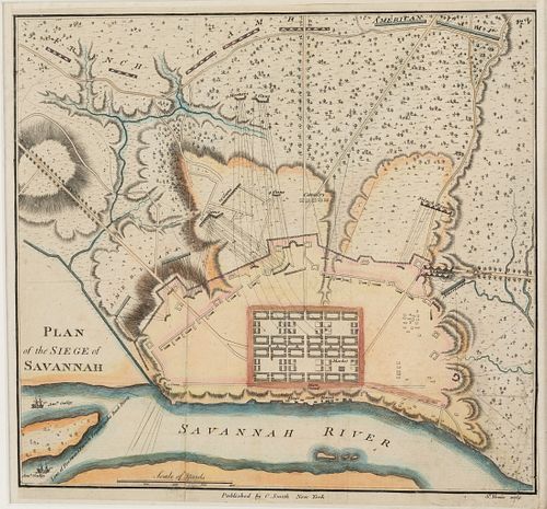 Charles Smith, Siege of Savannah Plan, Engraving