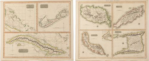 Two Colored Engravings of West India Islands, 1816