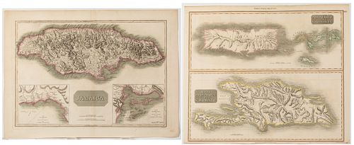 Two Colored Engravings of West India Islands, 1815