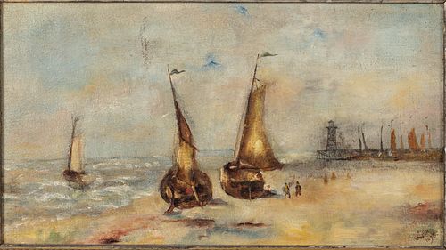 Lillie, Beached Boats, Oil on Canvas, 1893