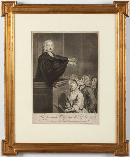 Rev. George Whitefield Portrait Engraving, 18th C
