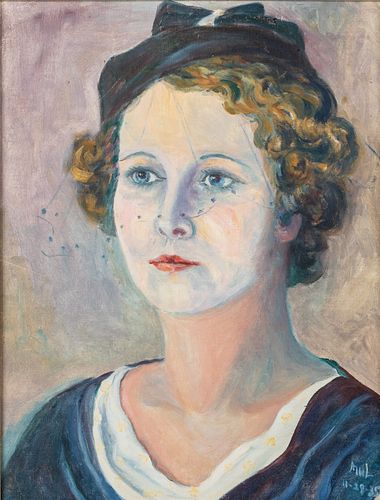 Initial Signed, Portrait of a Woman, O/C, 1935